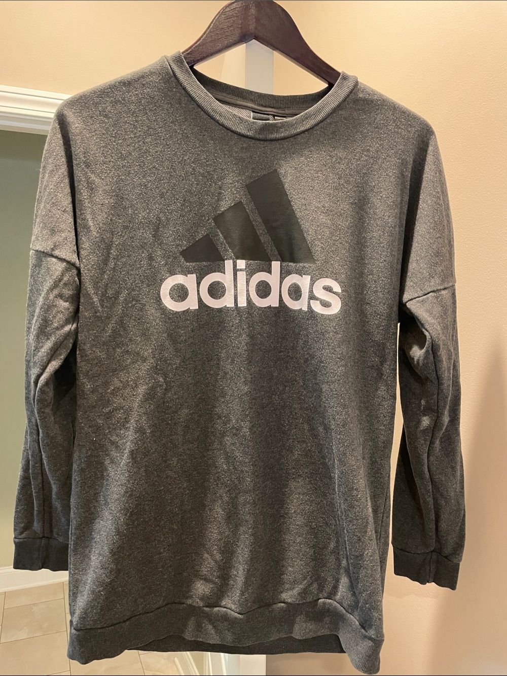 adidas Dark Gray Logo Crew Sweatshirt